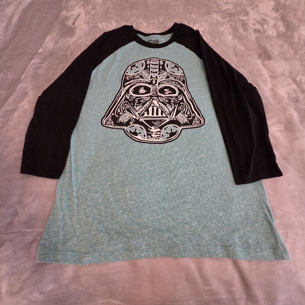 Star Wars Darth Vader Heather Green & Black Raglan Sleeve Top Women's MEDIUM